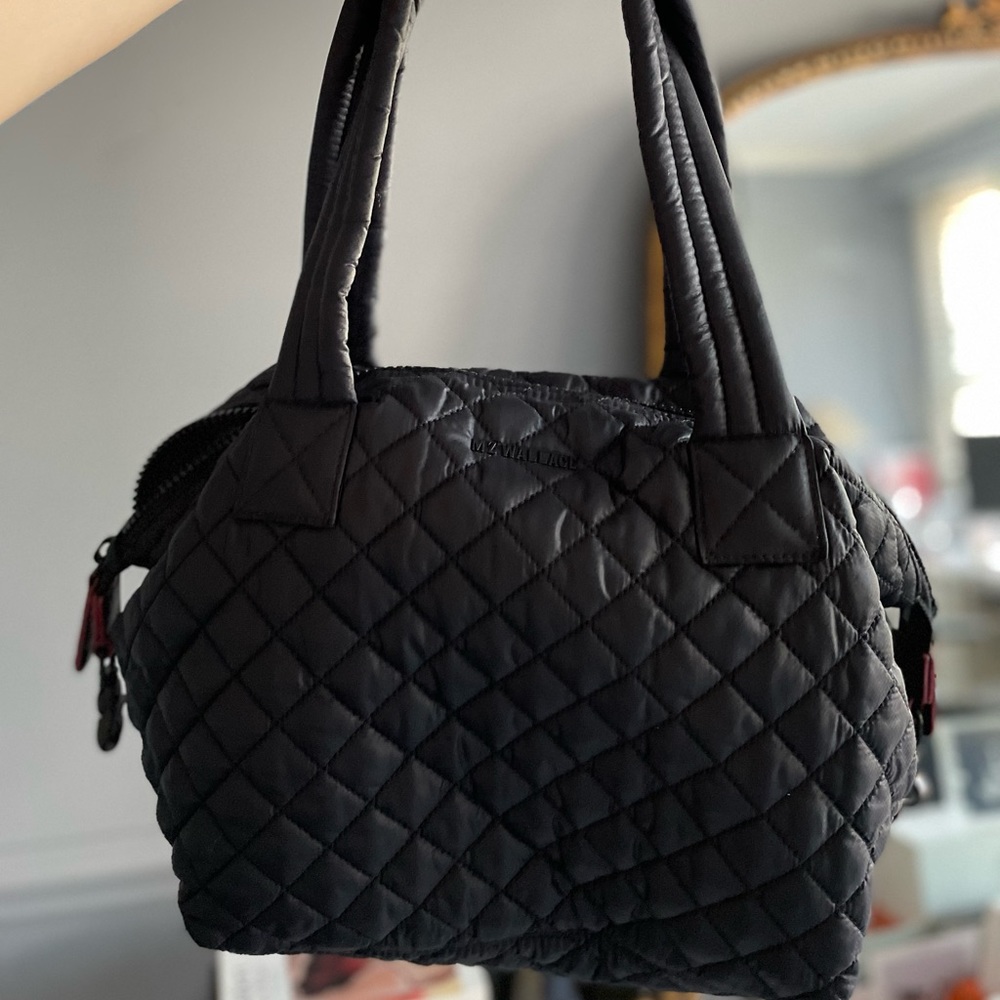 MZ Wallace Medium Quilted Tote Bag in Black.